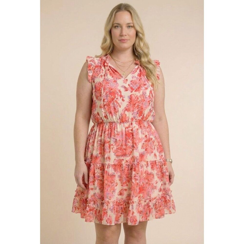 NWOT Size 1X Hailey & Co Floral Print Sleeveless Mini Dress